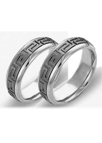 1502 Trouwringen titanium met witgoud 6 mm