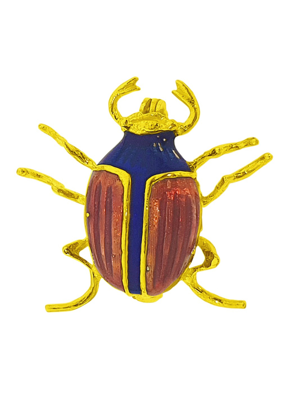 .5.8 gram Egyptische broche scarabee emaille 18krt goud