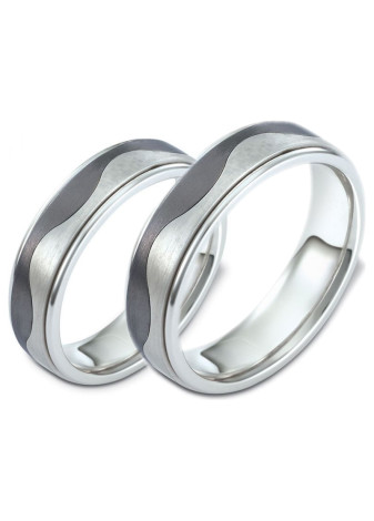1507 Trouwringen titanium met witgoud 6 mm