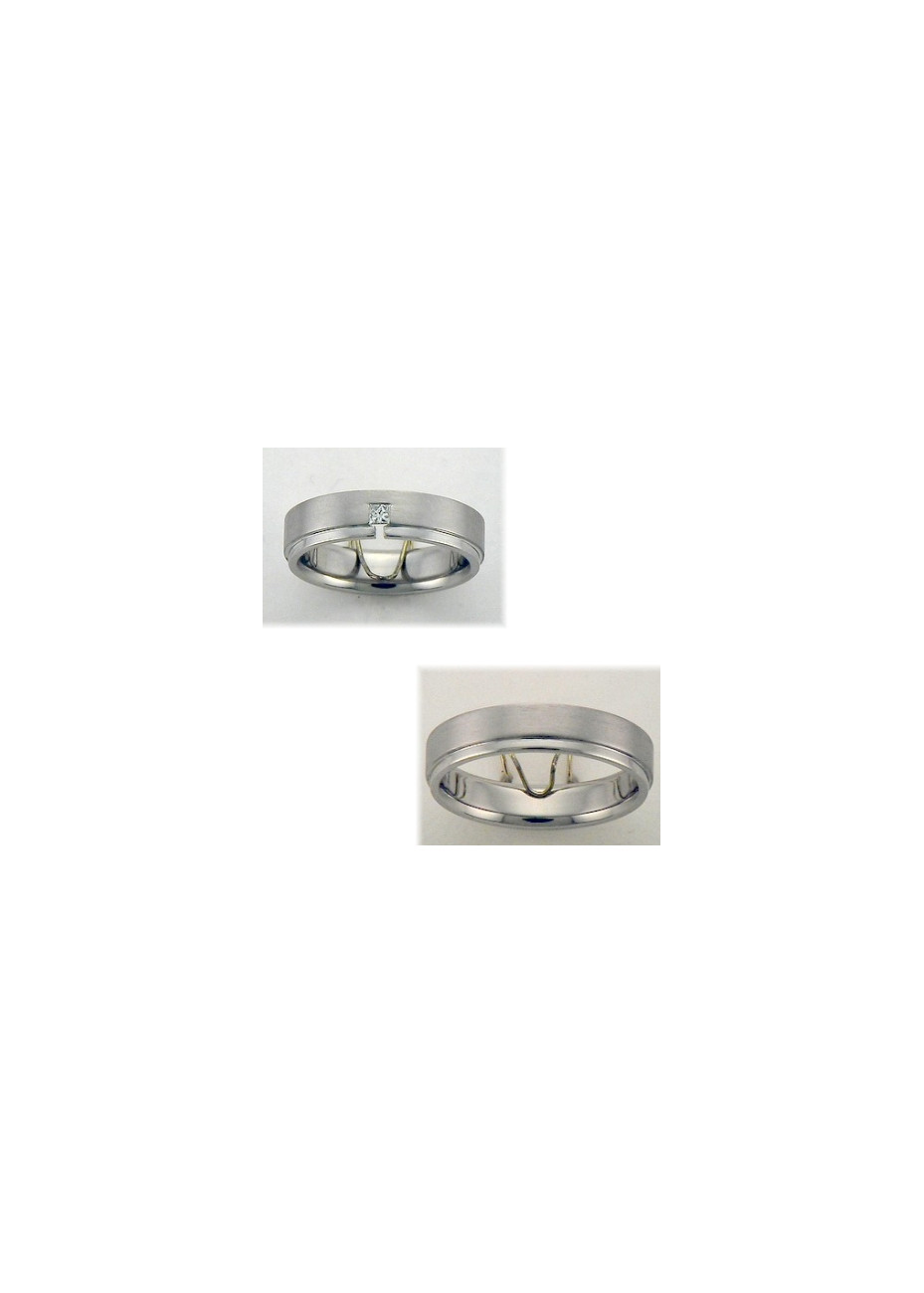 0202 Trouwringen witgoud met 1xprincess briljant 5.0 mm