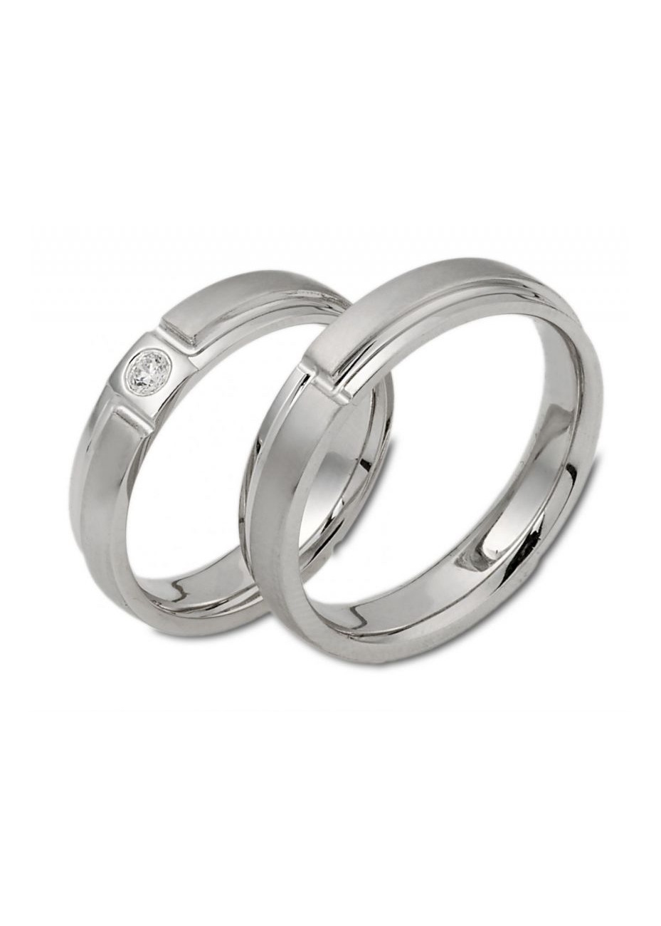 0308 Trouwringen witgoud met 1x0.06 crt briljant 4.5 mm