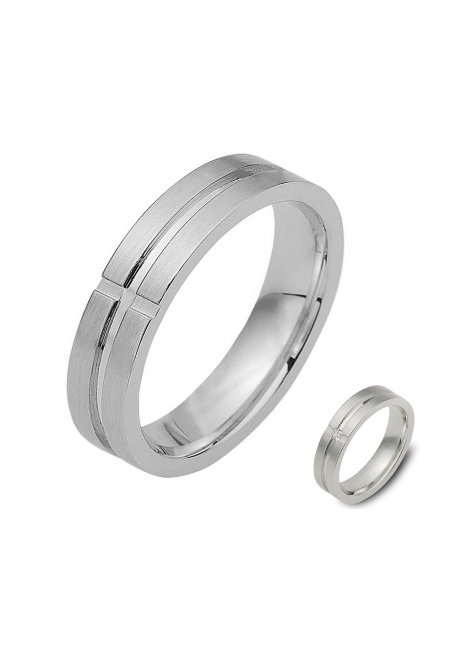 0403 Trouwringen witgoud met 1xprincess crt briljant 5 mm