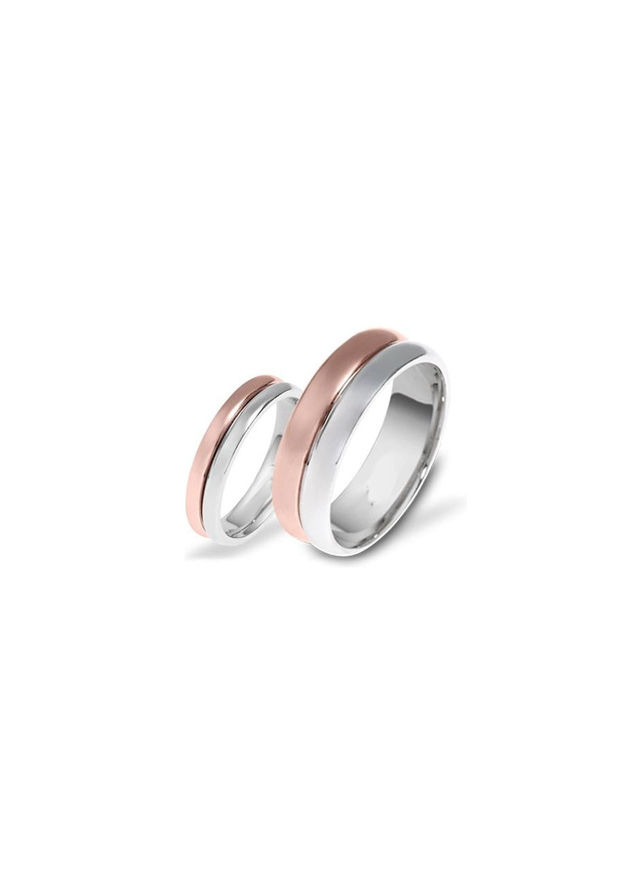 0707 Trouwringen rood met witgoud 5+7 mm