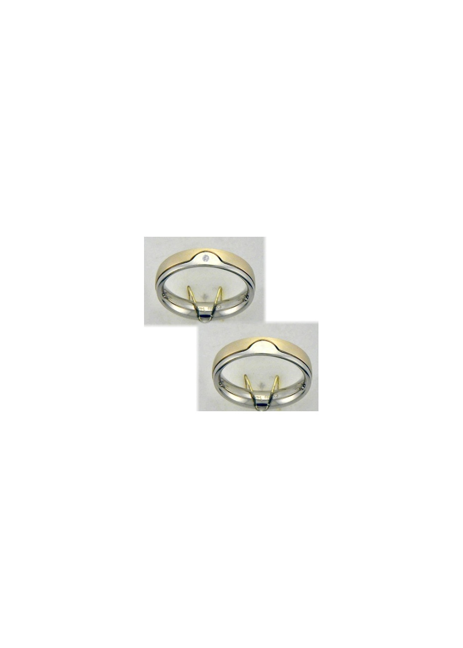 0906 Trouwringen bicolour goud met 1x0.03 crt briljant 4.5 mm