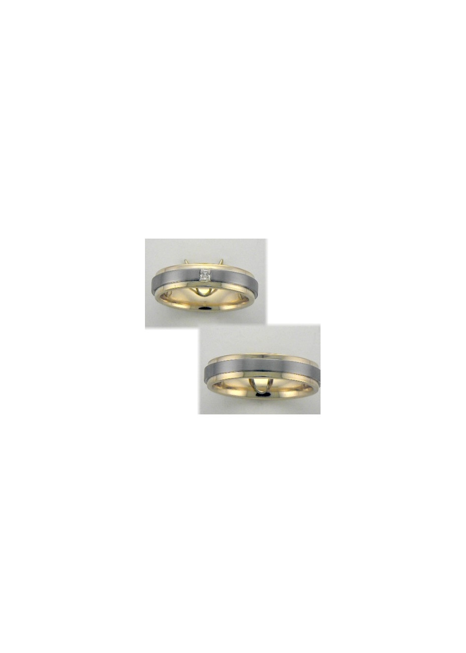 0912 Trouwringen bicolour goud met 1xprincess crt briljant 5 mm