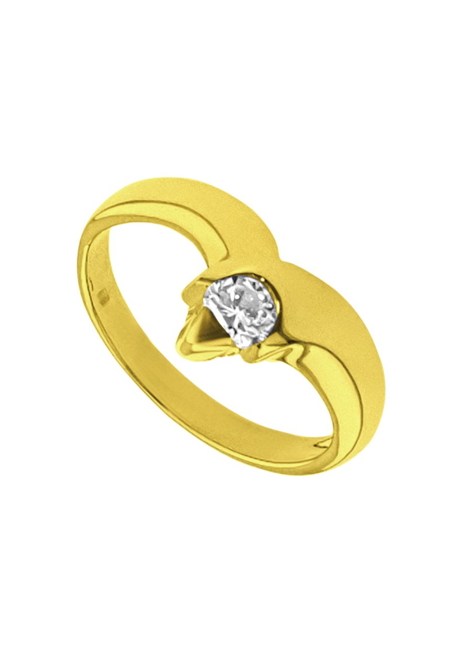 .3.4 gram Damesring v-model goud met 0.20 briljant mt 16.25