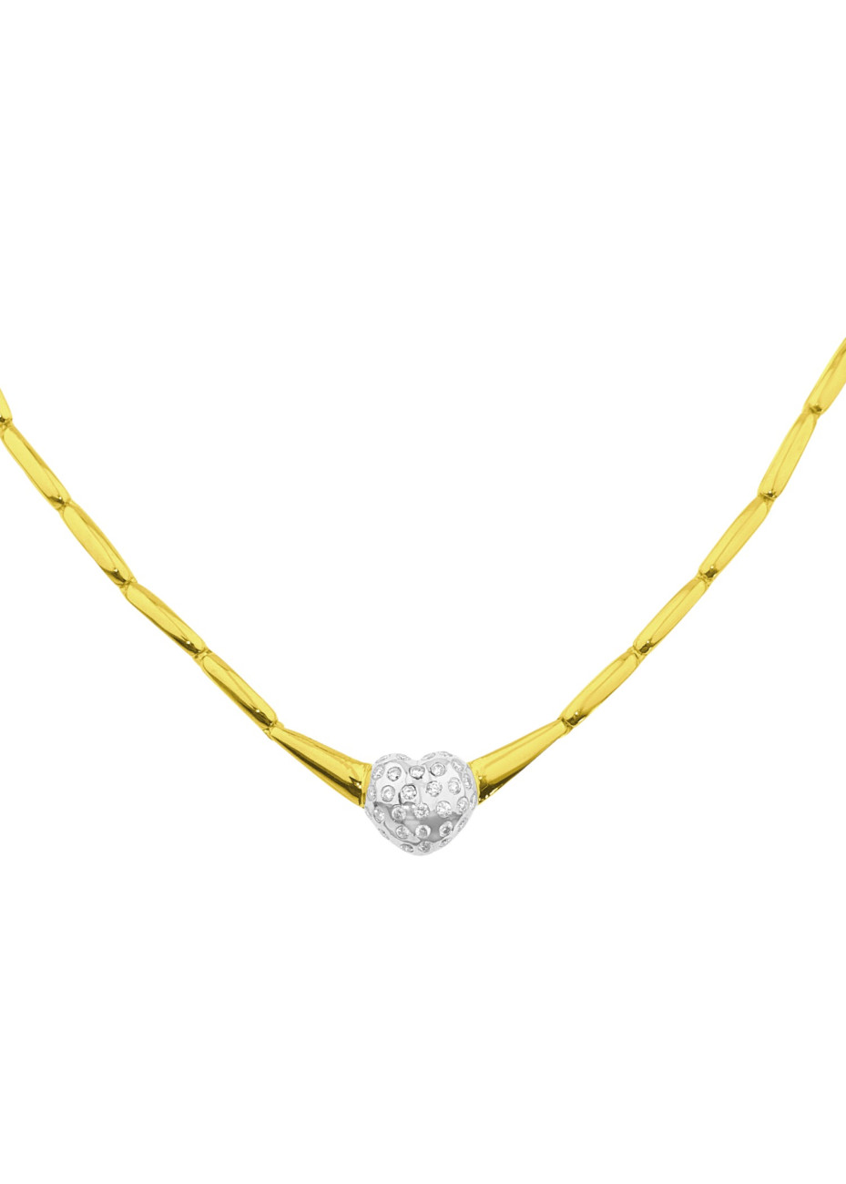23.6 gram 18k gouden choker hart met 0.28 briljant 46 cm