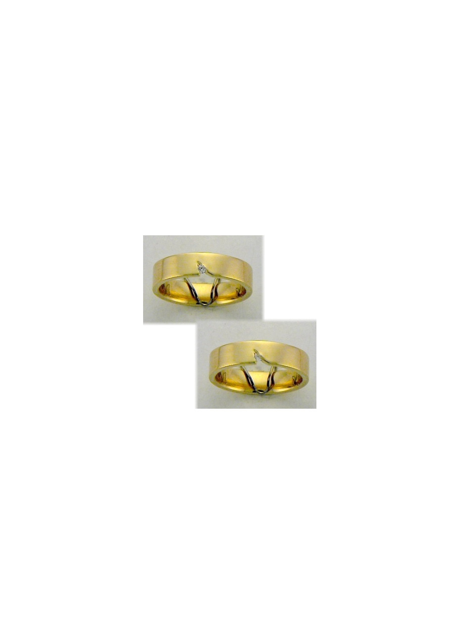 1205 Trouwringen geelgoud met 1x0.03 crt briljant 5 mm