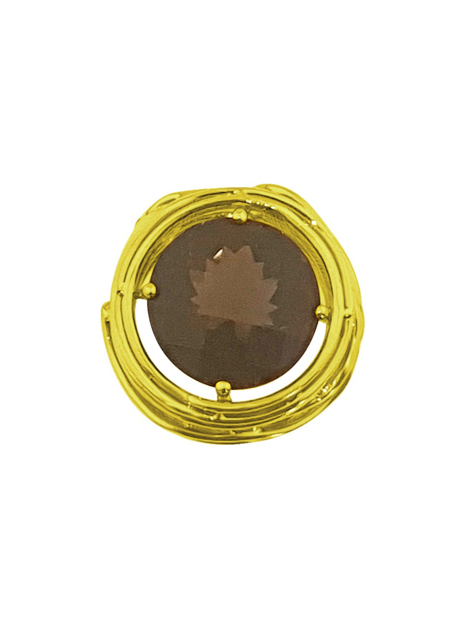 .3.3 gram Roodgouden hanger met bruine rookquartz 15 mm
