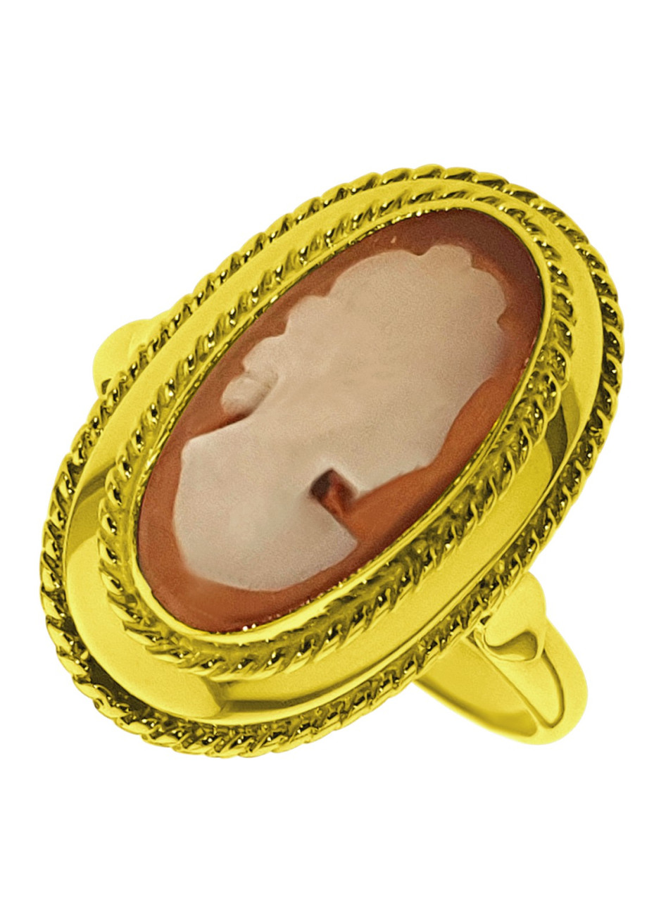 .5.4 gram Damesring goud met camee vintage mt 18.5