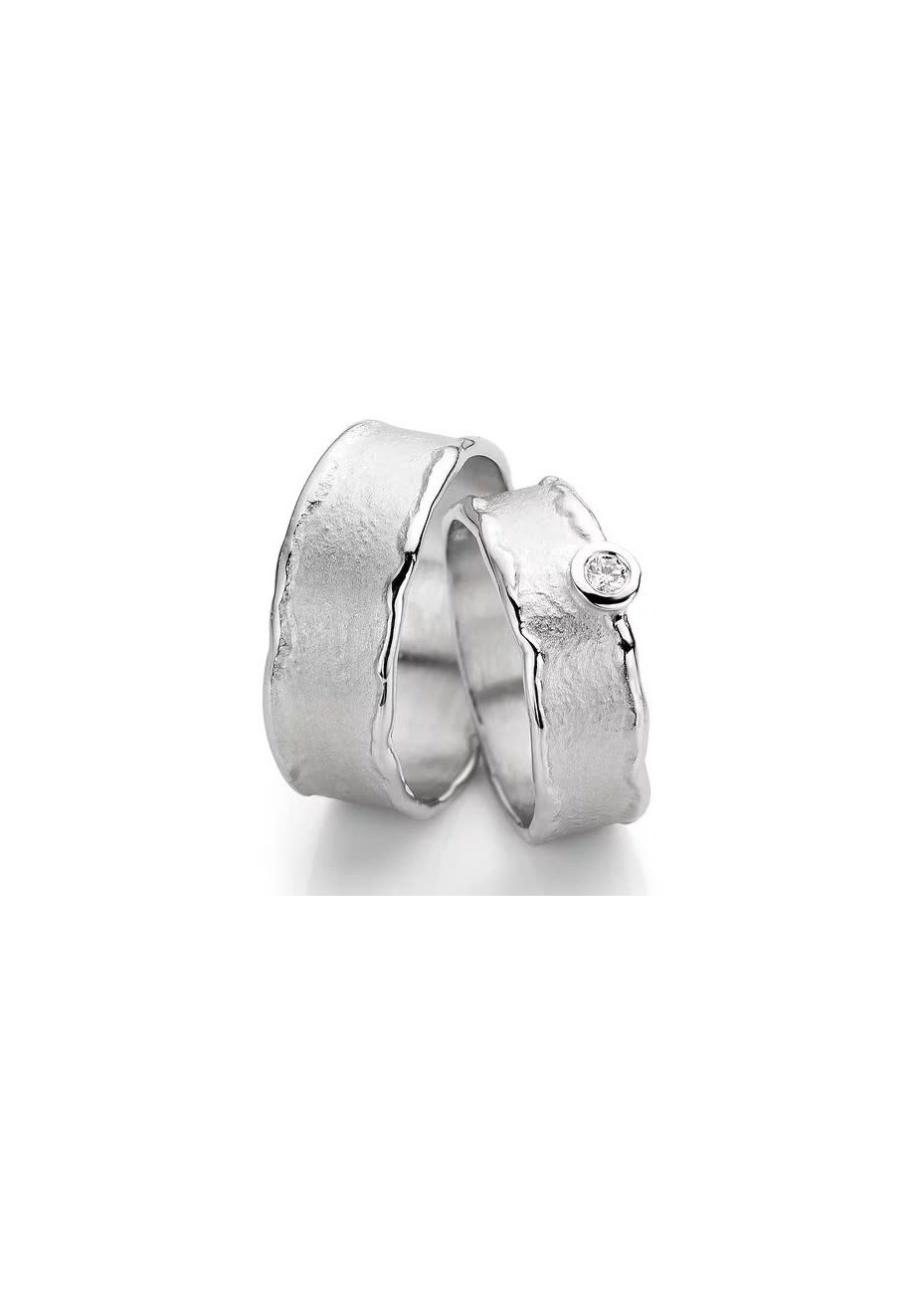 R12-216-217 Mathisse zilveren trouwringen met 0.05 crt. briljant