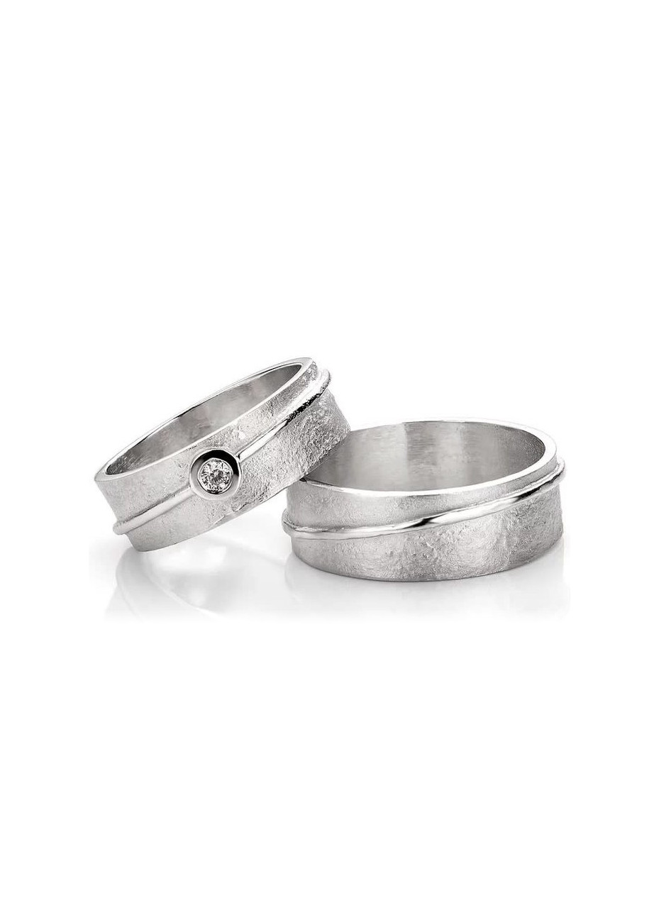 R12-222-223 Mathisse zilveren trouwringen met 0.05 crt. briljant