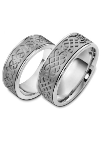 1501 Trouwringen titanium met witgoud 8 mm