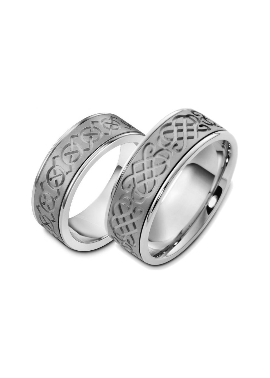 1501 Trouwringen titanium met witgoud 8 mm