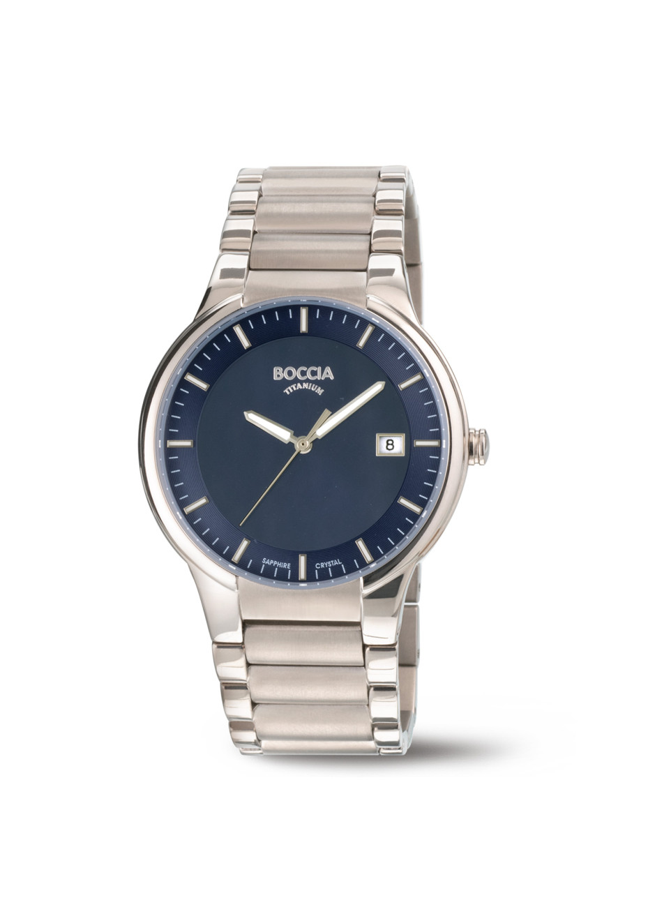 3629-03 Titanium herenhorloge Boccia blauw saffierglas