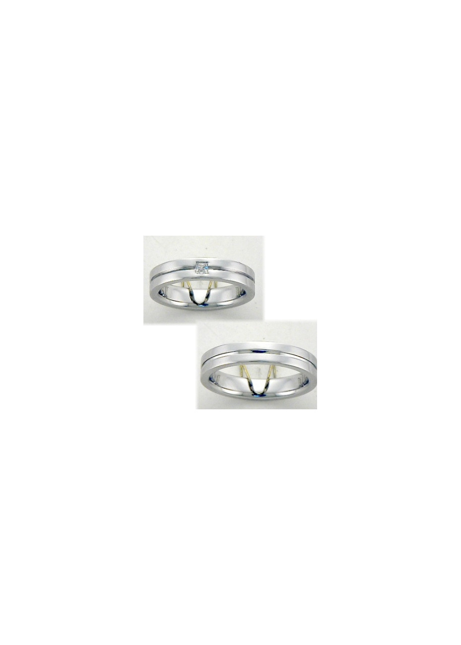 0206 Trouwringen witgoud met 1xprincess briljant 4.5 mm