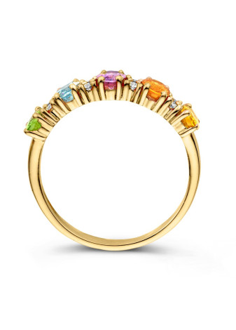 .2129-023 Rijring goud met 0.23 briljant en echte regenboog saffier RL837445