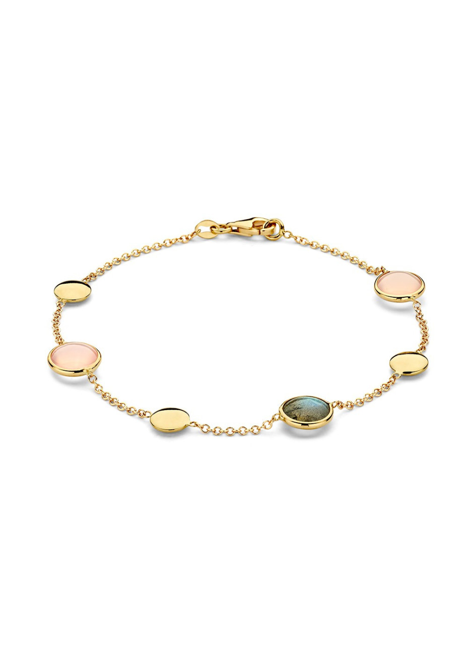 .Set A-CW137834 armband en collier goud met kleurstenen pasteltinten 1468