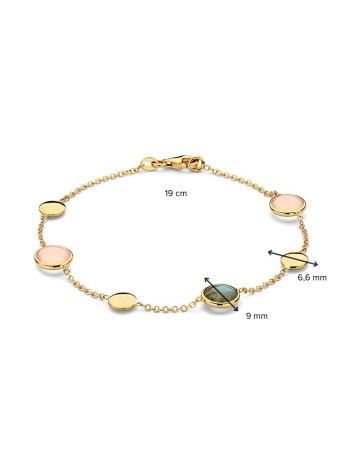 .Set A-CW137834 armband en collier goud met kleurstenen pasteltinten 1468