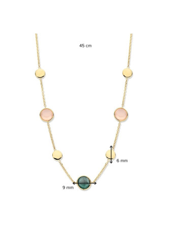 .Set A-CW137834 armband en collier goud met kleurstenen pasteltinten 1468