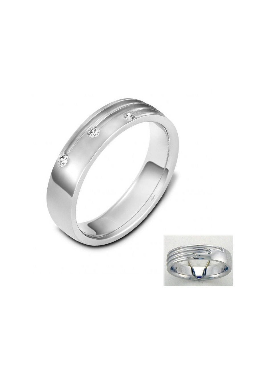 0512 Trouwringen witgoud met 3x0.03 crt briljant 5.5 mm