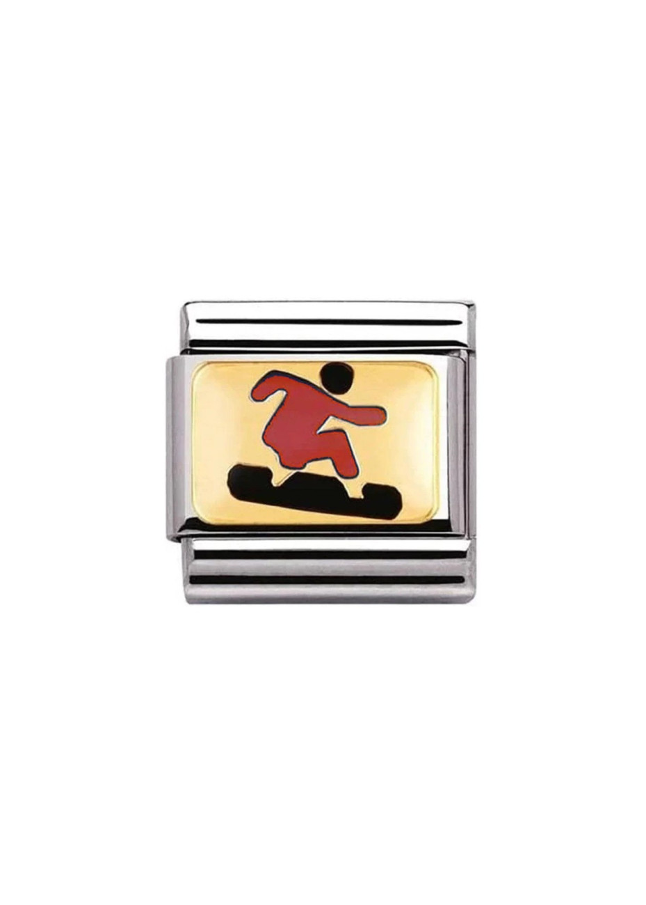 03020325 Nomination Snowboarder rood emaille  32