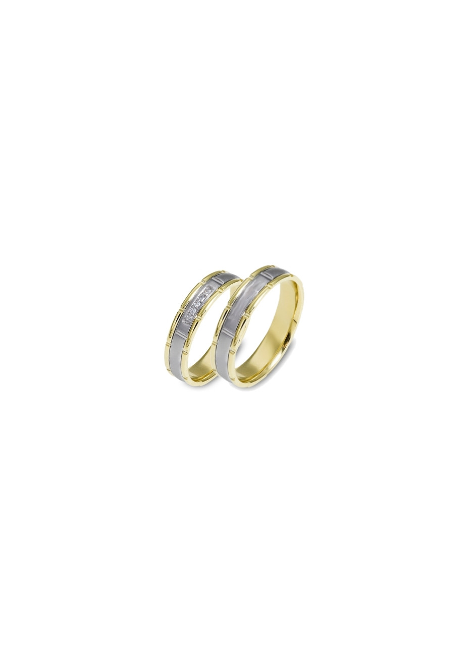 0705 Trouwringen bicolour goud met 5x0.01 crt briljant 5 mm
