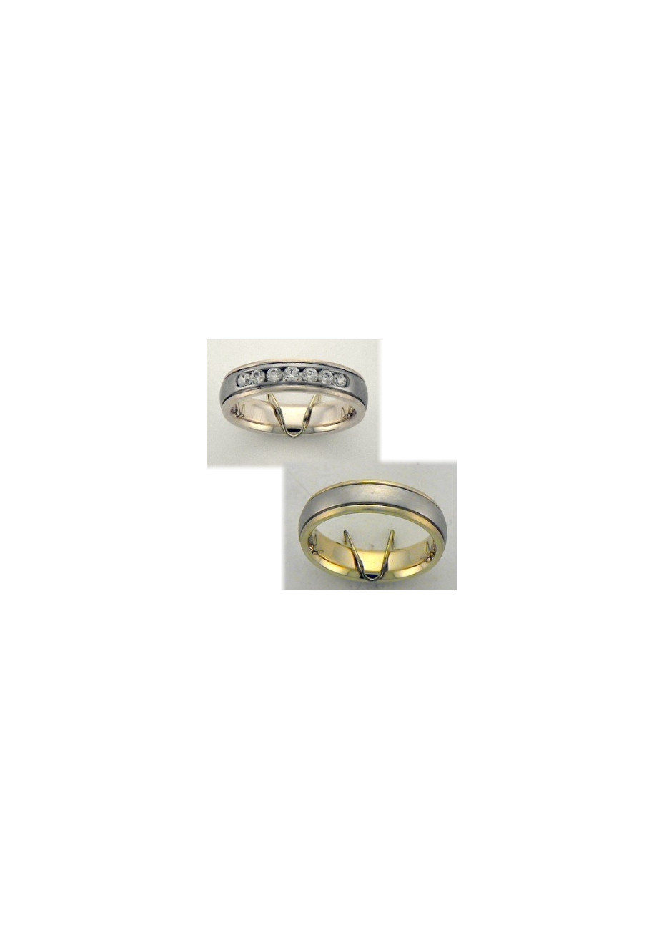 0711 Trouwringen bicolour goud met 7x0.05 crt briljant 5 mm