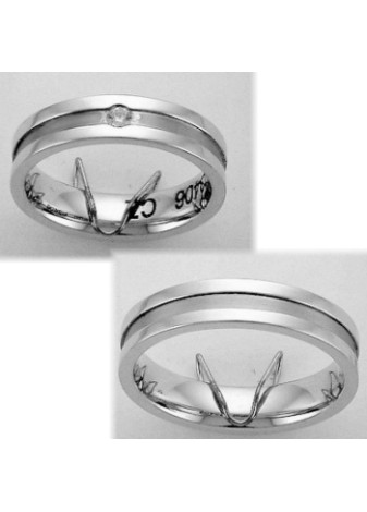 1505 Trouwringen titanium met witgoud met 1x0.06 crt briljant 5 mm