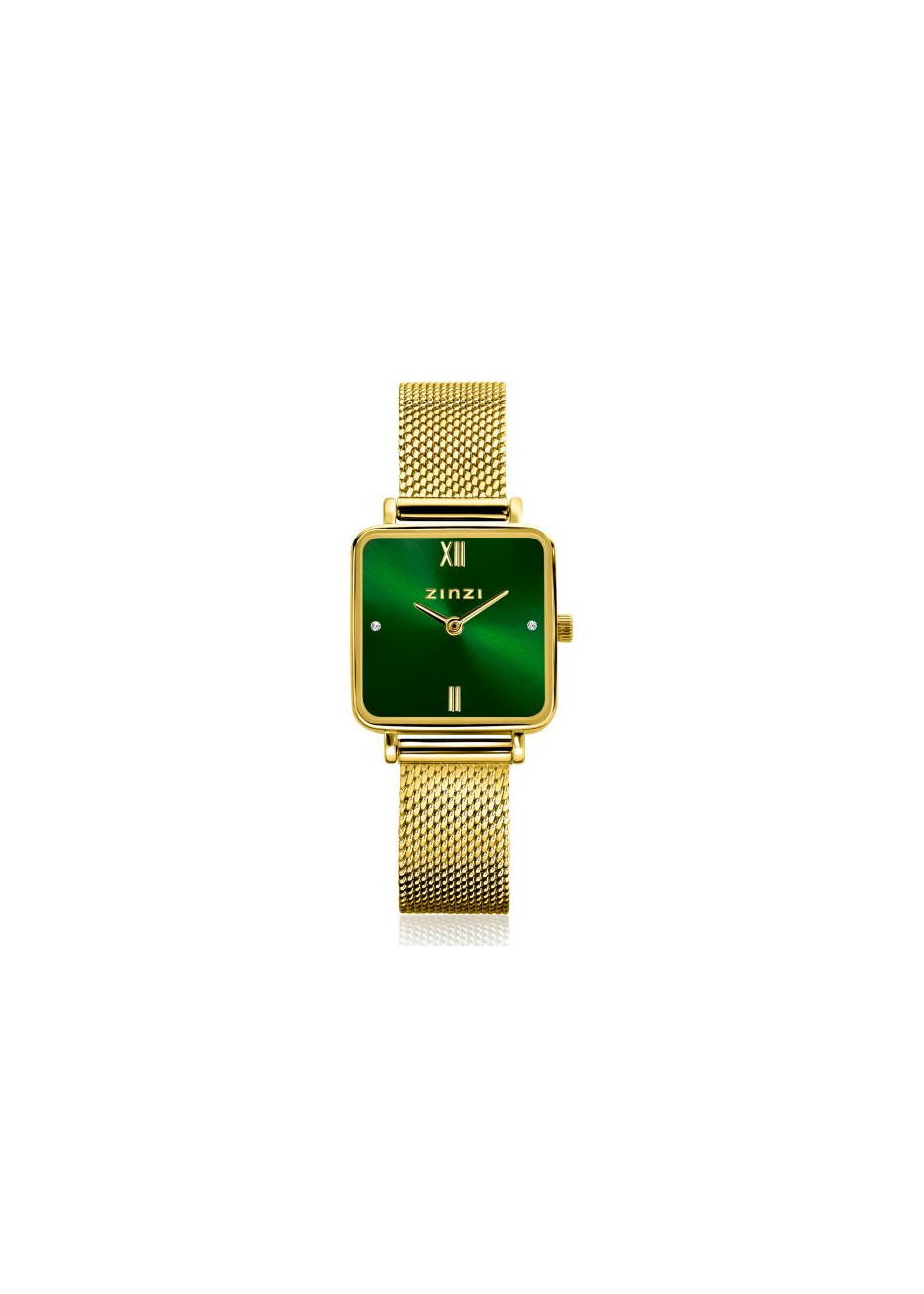 ZIW1735 Goud met groen klein vierkant dameshorloge Zinzi Square 22 mm