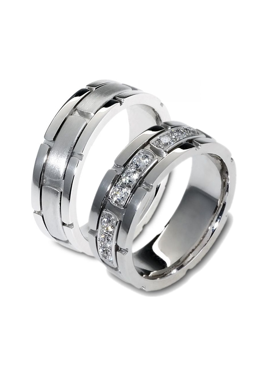 0101 Trouwringen witgoud met 9x0.05 crt briljant 6.4 mm