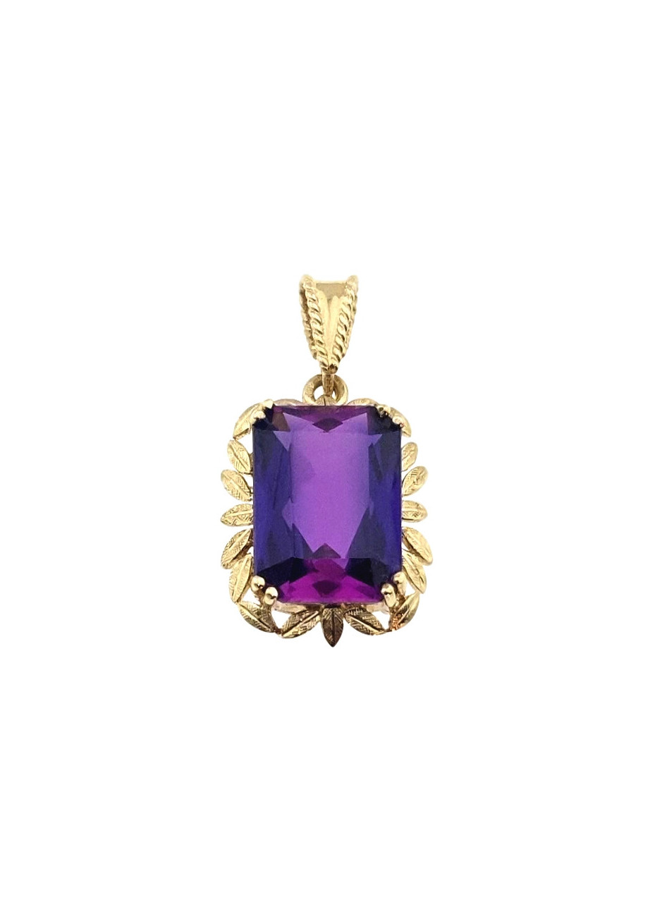 _.6.3 gram gouden hanger met rechthoekige paarse amethyst 17x20 mm