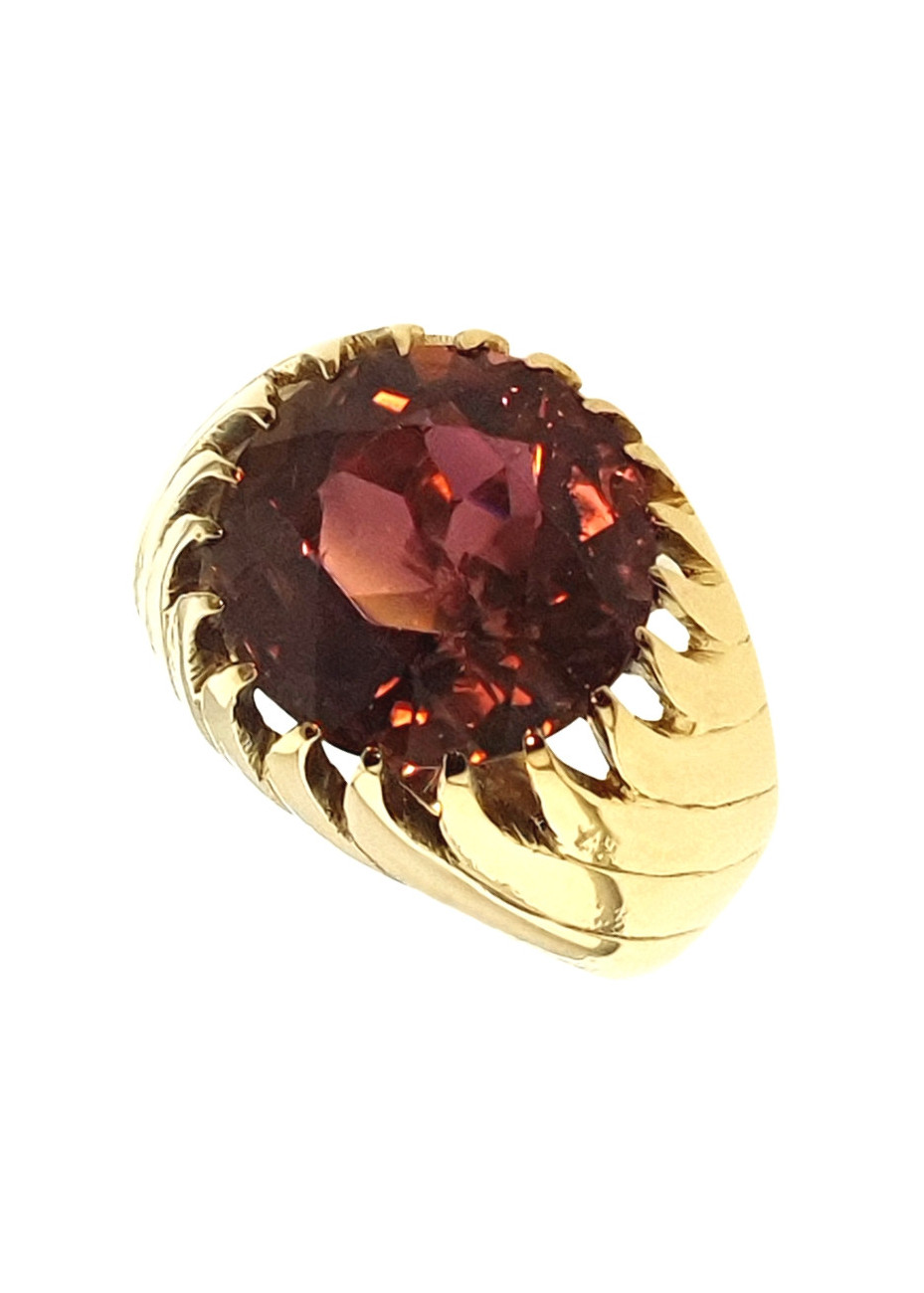 .7.5 gram dames-herenring met roze tourmalijn opvallend occasion mt 17.5