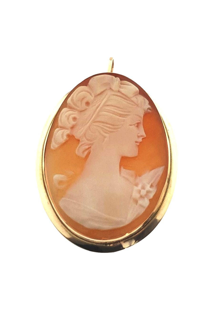 .5.0 gram hanger-broche met camee goud 35x43 mm