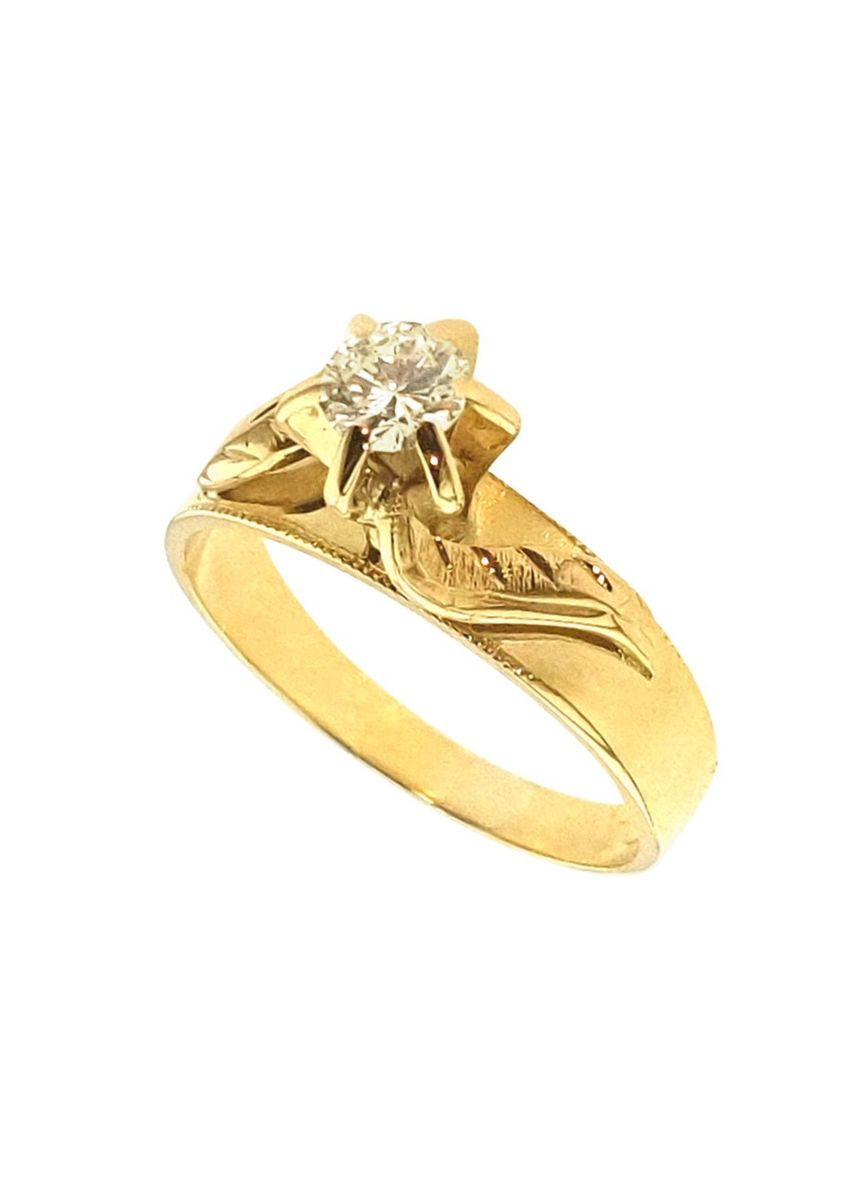 .4.3 gram vintage gouden damesring met gelige briljant 0.29 crt. mt 17.25