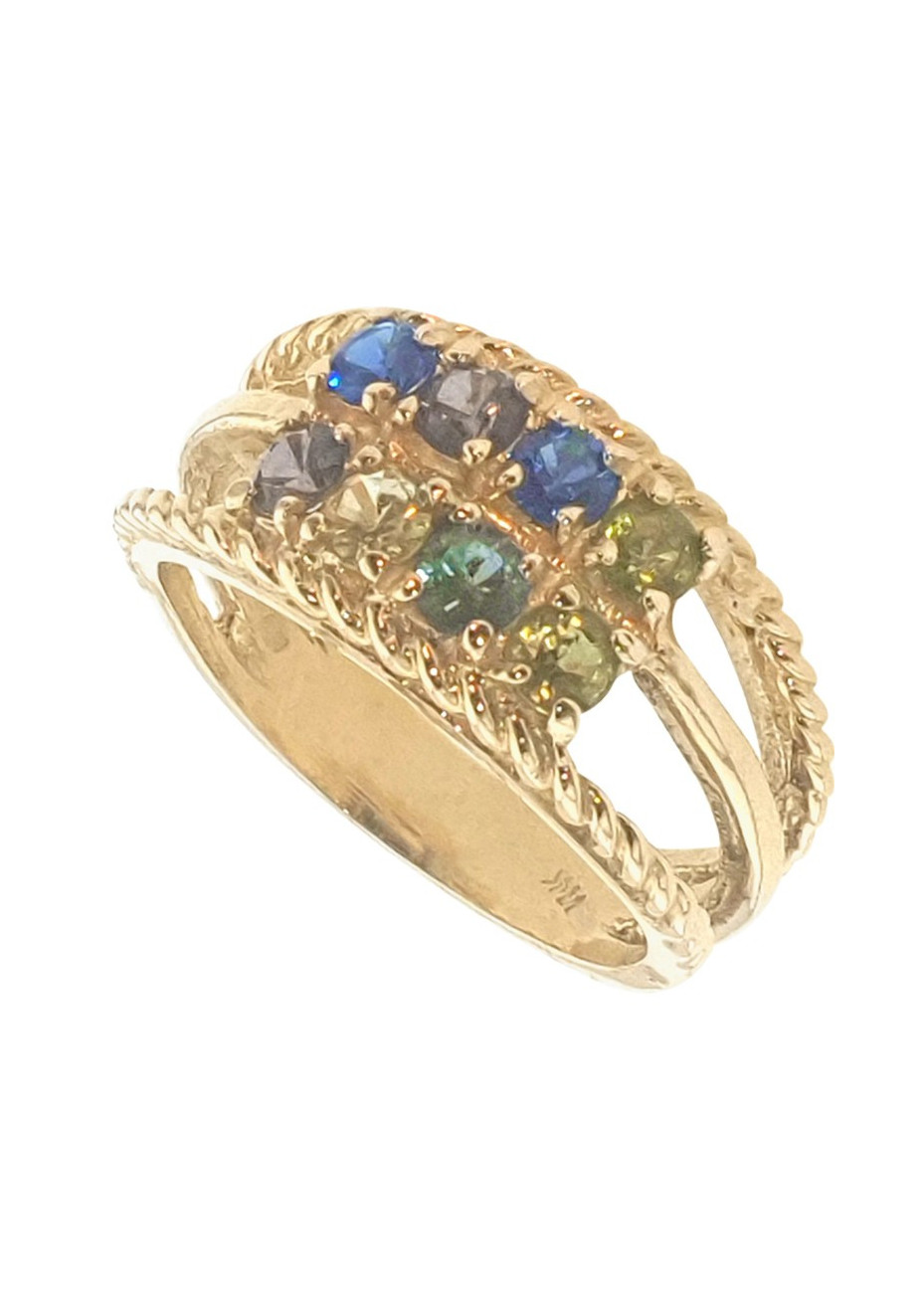 .5.1 gram damesring goud met multicolour kleursteen mt 17