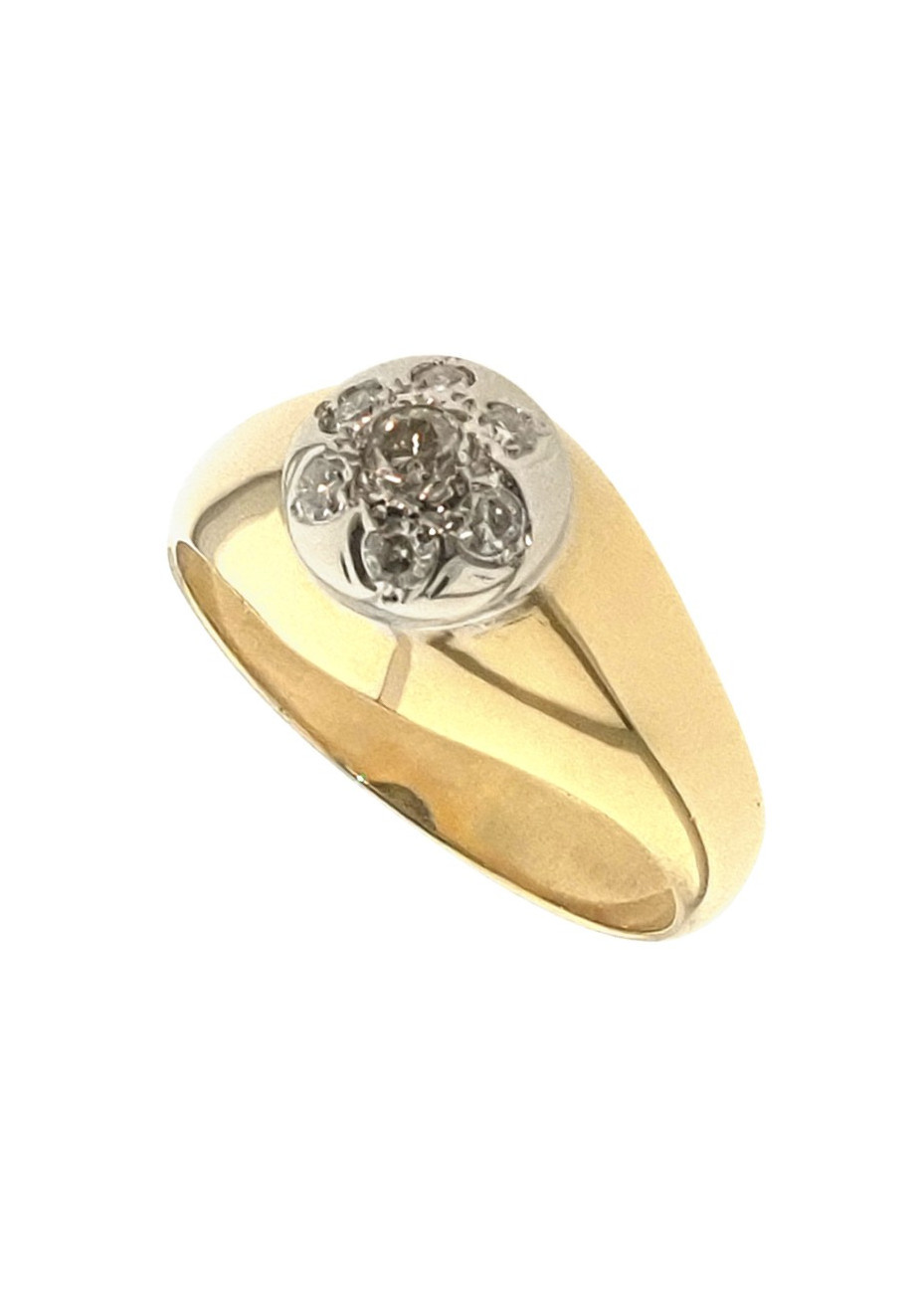 .7.6 gram massief gouden heren- pinkring met 0.22 crt. diamant mt 19
