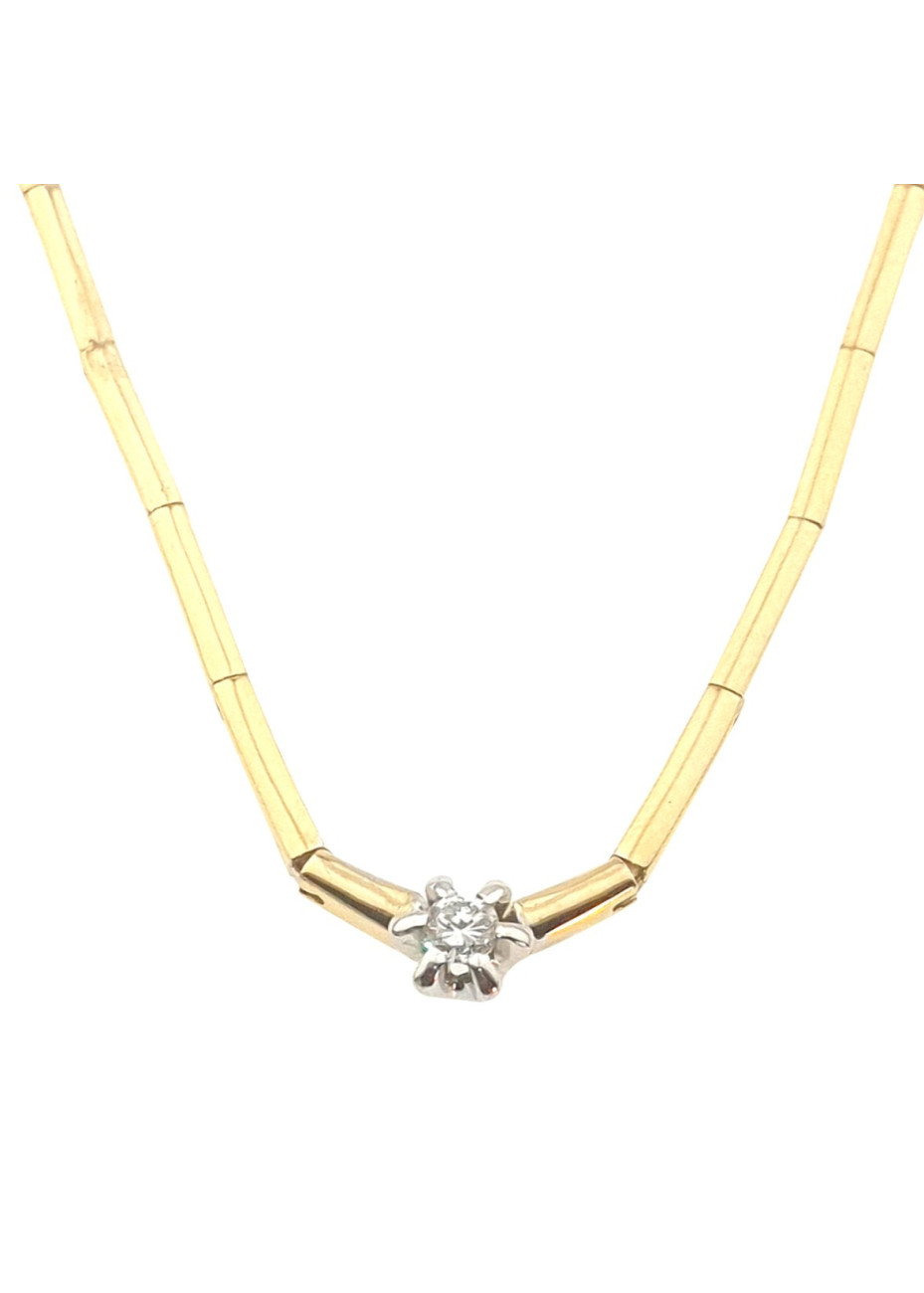 15.2 gram klassieke gouden choker 18 krt. met 0.20 crt. briljant 44 cm