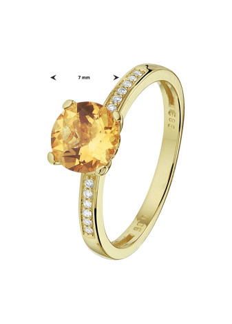 0679-005 Aanzoeksring met gele citrien en 0.05 crt. briljant 40.22319