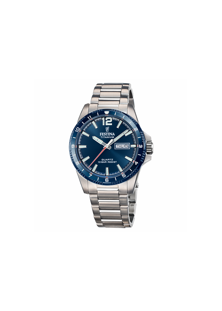 F20698-2 Degelijk titanium herenhorloge Festina blauw