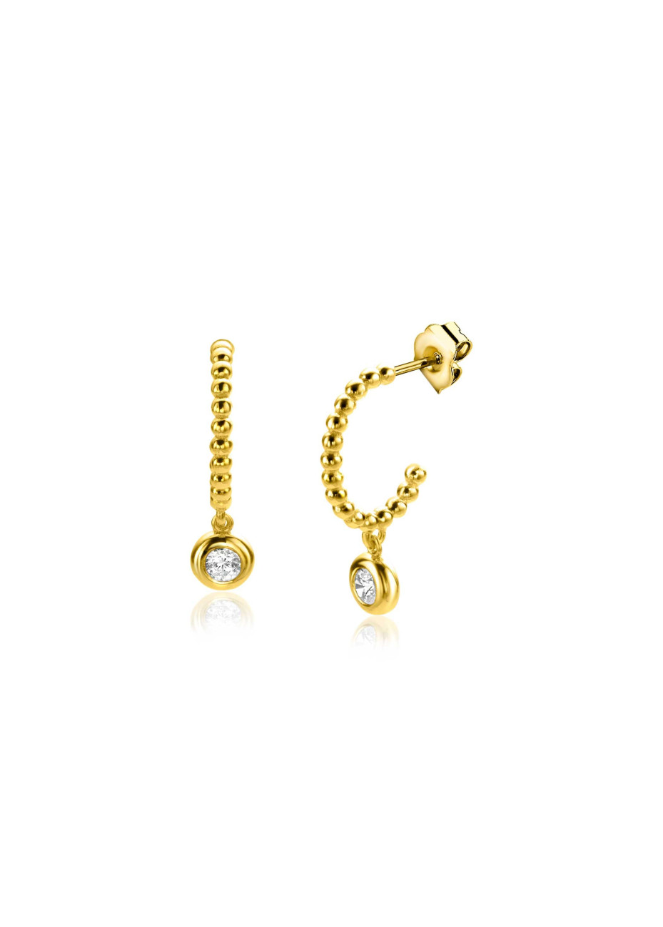 ZGO320 Gouden driekwart oorringen Zinzi met zirconia