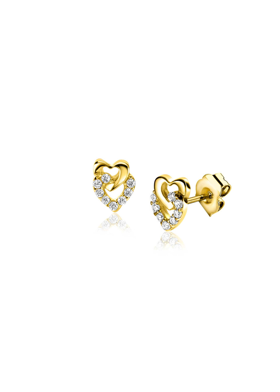 ZGO472 Oorknopjes Zinzi Gold hart met zirconia