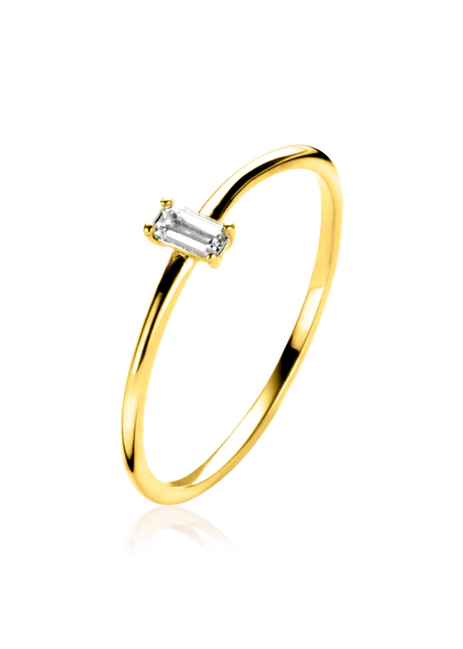 ZGR369 Zinzi Gold damesring met rechthoekige zirconia