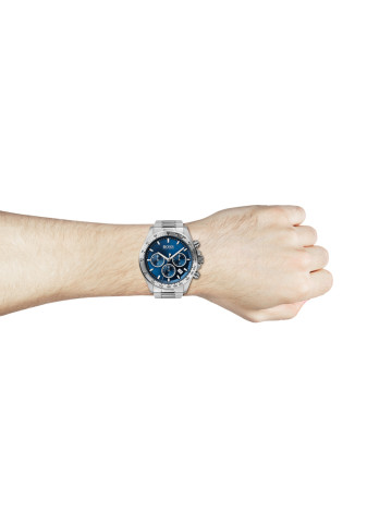 1513755 Boss herenhorloge Hero 43 mm stalen band blauw chrono