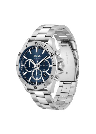 1514069 Boss herenhorloge Troper 44 mm stalen band blauw chrono