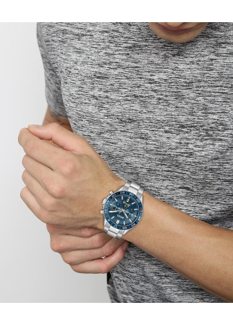 1514143 Boss herenhorloge Runner 43 mm stalen band blauw chrono