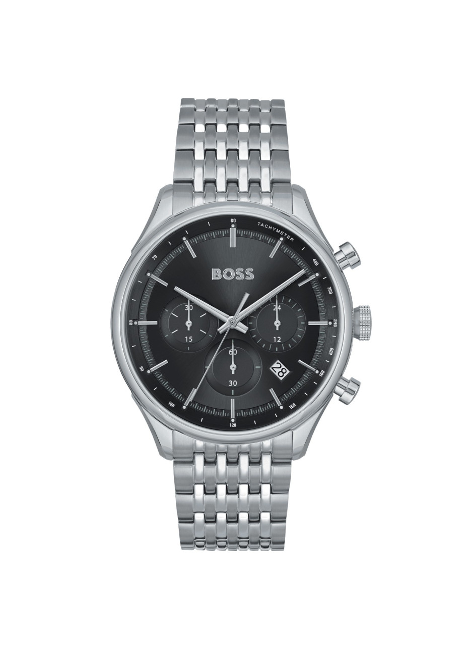 1514082 Boss herenhorloge Gregor 45 mm stalen band zwart chrono