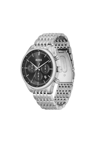 1514082 Boss herenhorloge Gregor 45 mm stalen band zwart chrono