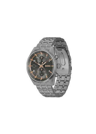 1514153 Boss herenhorloge Skytraveller 44 mm stalen band grijs chrono