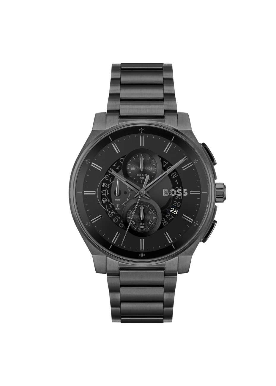 1514192 Boss herenhorloge Peak 2.0 44 mm stalen band zwart chrono